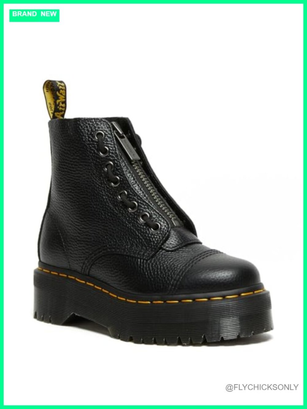Platform Combat Boots with Removable Laces & Front Zip, Leather